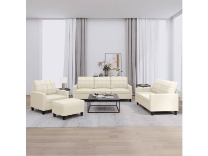 4dílná sedací souprava s poduškami krémová umělá kůže 3201344