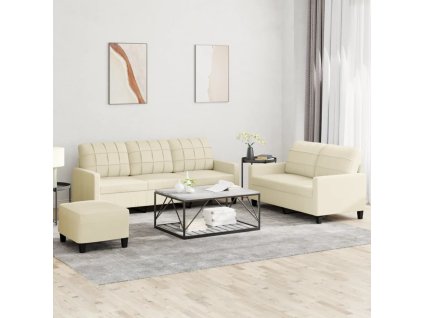 3dílná sedací souprava s poduškami krémová umělá kůže 3201384