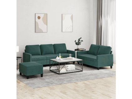 3dílná sedací souprava s poduškami tmavě zelená samet 3201528