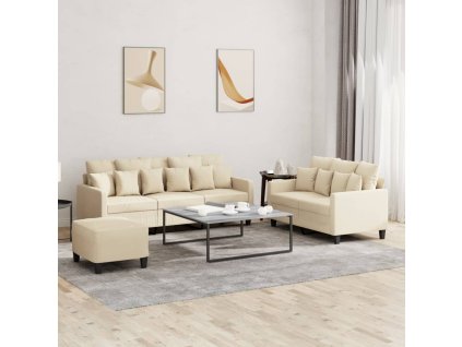 3dílná sedací souprava s poduškami krémová textil 3201674