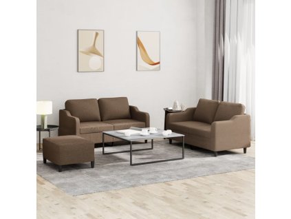 3dílná sedací souprava s poduškami hnědá textil 3201813