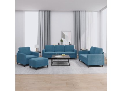 4dílná sedací souprava modrá samet 3201953