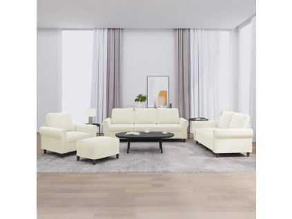 4dílná sedací souprava s poduškami krémová samet 3202188