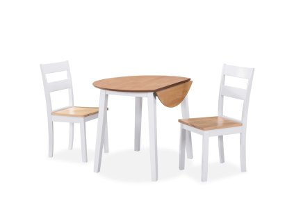 Jídelní set 3 kusy, MDF a kaučukovníkové dřevo, bílý 274942