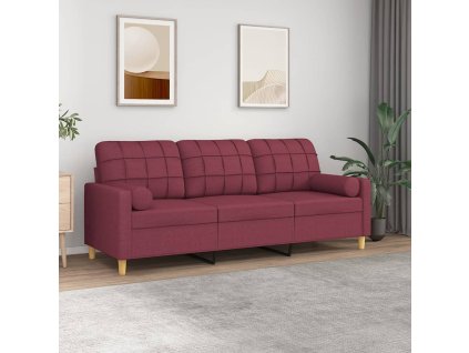 3místná pohovka s polštáři vínová 180 cm textil 3200796