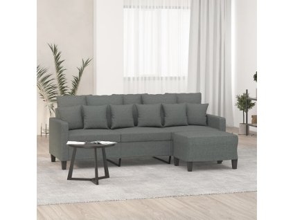 3místná pohovka s podnožkou tmavě šedá 180 cm textil 3201090