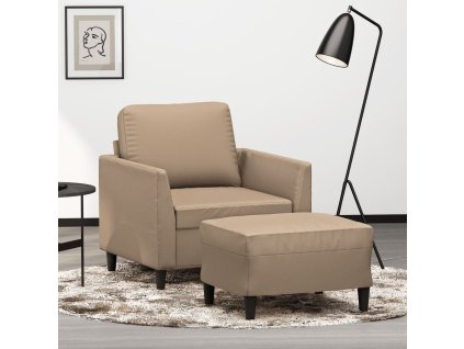 Křeslo s podnožkou cappuccino 60 cm umělá kůže 3201121