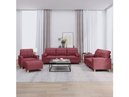 4dílná sedací souprava s polštáři vínová textil 3201272
