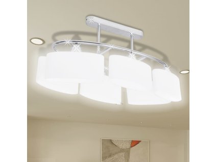 Stropní svítidlo s oválnými skleněnými stínítky, na 6 žárovek E14 240989