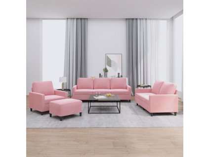 4dílná sedací souprava s poduškami růžová samet 3201489
