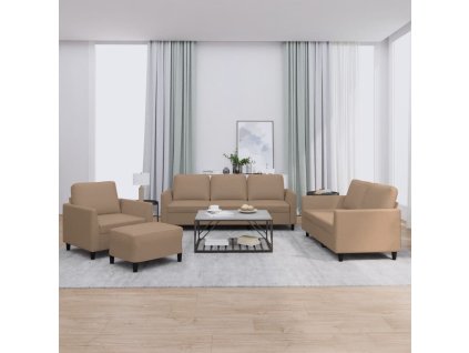 4dílná sedací souprava s poduškami cappuccino umělá kůže 3201749