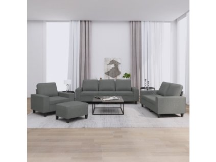 4dílná sedací souprava tmavě šedá textil 3201875