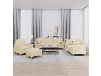 4dílná sedací souprava s polštáři krémová textil 3202080