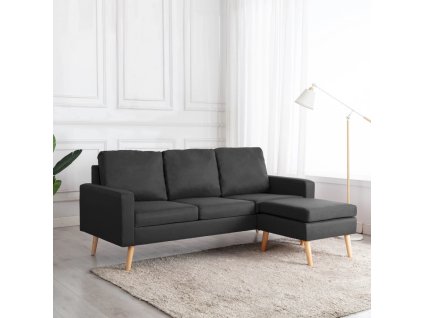 3místná pohovka s podnožkou tmavě šedá textil 288724