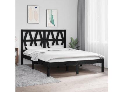 Rám postele černý masivní borovice 140 x 190 cm 3103982
