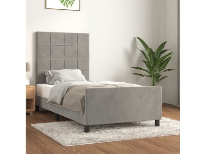 Rám postele bez matrace světle šedá 100 x 200 cm samet 3125739