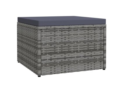 Zahradní podnožka s poduškou šedá polyratan 310488