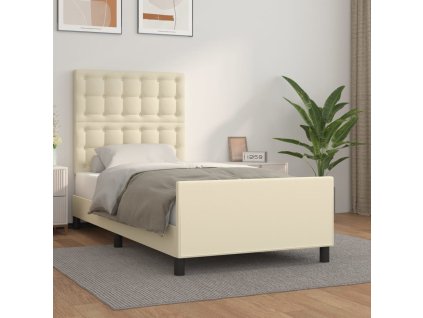 Rám postele s čelem krémový 100x200 cm umělá kůže 3125557