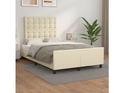 Rám postele s čelem krémový 120x200 cm umělá kůže 3125563