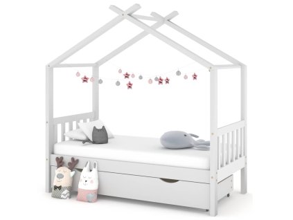 Rám dětské postele se zásuvkou bílý masivní borovice 80x160 cm 322149