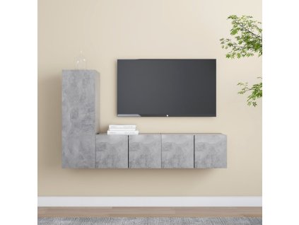 3dílný set TV skříněk betonově šedý kompozitní dřevo 3079093