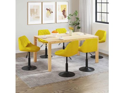 Otočné jídelní židle 6 ks hořčicově žluté samet 3088809
