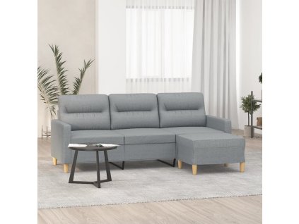 3místná pohovka s podnožkou světle šedá 180 cm textil 3201073