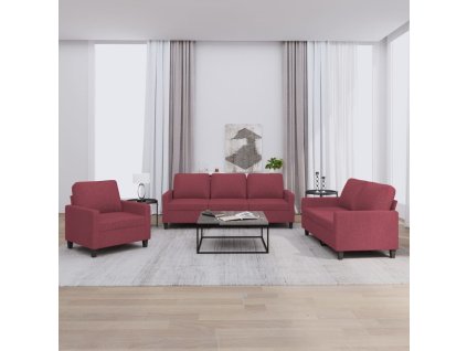 3dílná sedací souprava s poduškami vínová textil 3201434