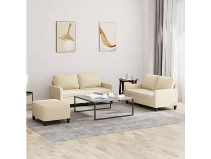 3dílná sedací souprava s poduškami krémová textil 3201454