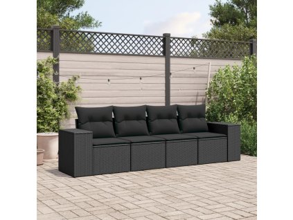 4dílná zahradní sedací souprava s poduškami černá polyratan 3222274