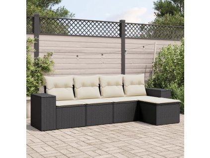 5dílná zahradní sedací souprava s poduškami černá polyratan 3222485