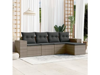 5dílná zahradní sedací souprava s poduškami šedá polyratan 3222489