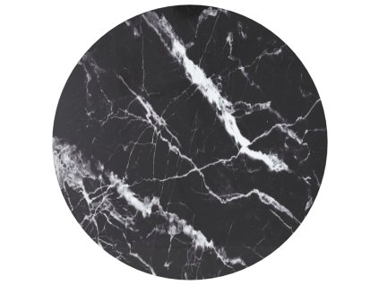 Stolní deska černá Ø 70 x 0,8 cm tvrzené sklo mramorový design 322265