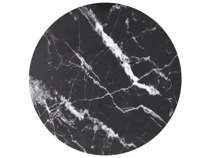 Stolní deska černá Ø 80 x 1 cm tvrzené sklo mramorový design 322266