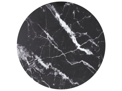Stolní deska černá Ø 90 x 1 cm tvrzené sklo mramorový design 322267