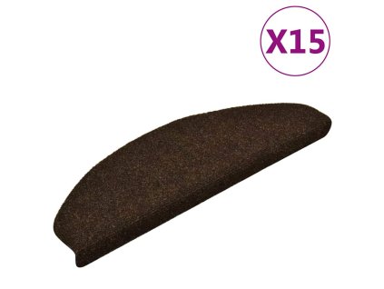 Schodové rohože samolepicí 15 ks 65 x 21 x 4 cm hnědé, půlkulaté, velké 322351