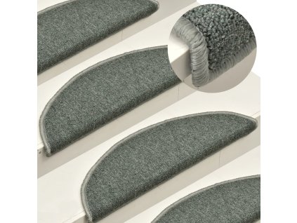 Schodové rohože 15 ks 56 x 17 x 3 cm tmavě zelené půlkulaté 322360