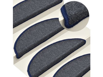 Schodové rohože 15 ks 56 x 17 x 3 cm tmavě šedé a modré, půlkulaté 322364
