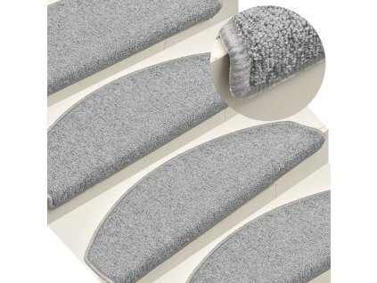 Schodové rohože 15 ks 65 x 24 x 4 cm světle šedé, půlkulaté, velké 322371