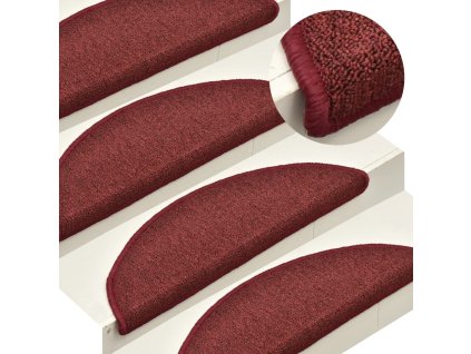 Schodové rohože 15 ks 56 x 17 x 3 cm bordó půlkulaté 322372