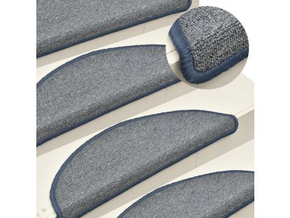 Schodové rohože 15 ks 56 x 17 x 3 cm světle šedé a modré, půlkulaté 322374