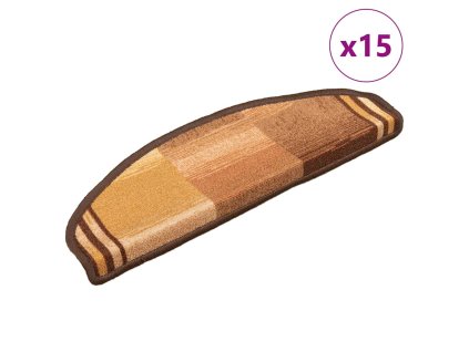 Samolepící nášlapy na schody 15 ks hnědé 65 x 21 x 4 cm 322413