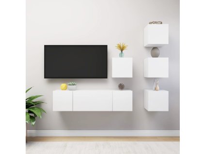6dílný set TV skříněk bílý dřevotříska 3078720