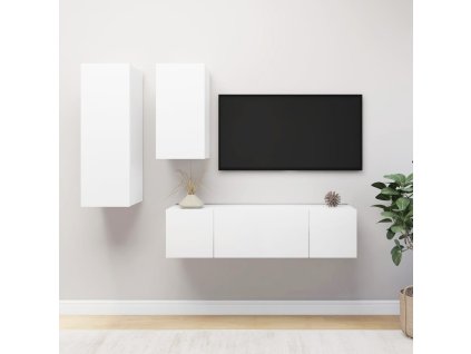 4dílný set TV skříněk bílý kompozitní dřevo 3078731