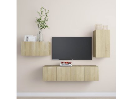 4dílný set TV skříněk dub sonoma kompozitní dřevo 3078992