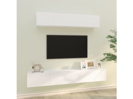 4dílný set TV skříněk bílý kompozitní dřevo 3114526