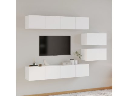 6dílný set TV skříněk bílý kompozitní dřevo 3114598