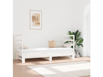 Výsuvná postel bílá 2x (90 x 190) cm masivní borovice 3124763