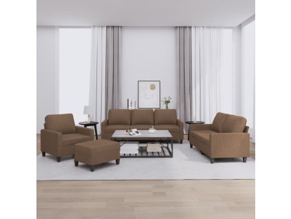 4dílná sedací souprava s poduškami hnědá textil 3201439