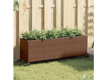 Zahradní truhlíky s kolečky 2 ks hnědé 107x32x38 cm polyratan 3210526